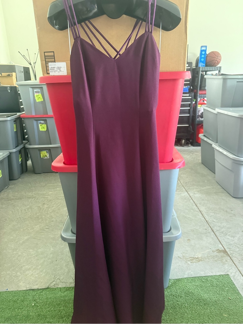 Elegant Strappy Evening Dress in Plum mp67